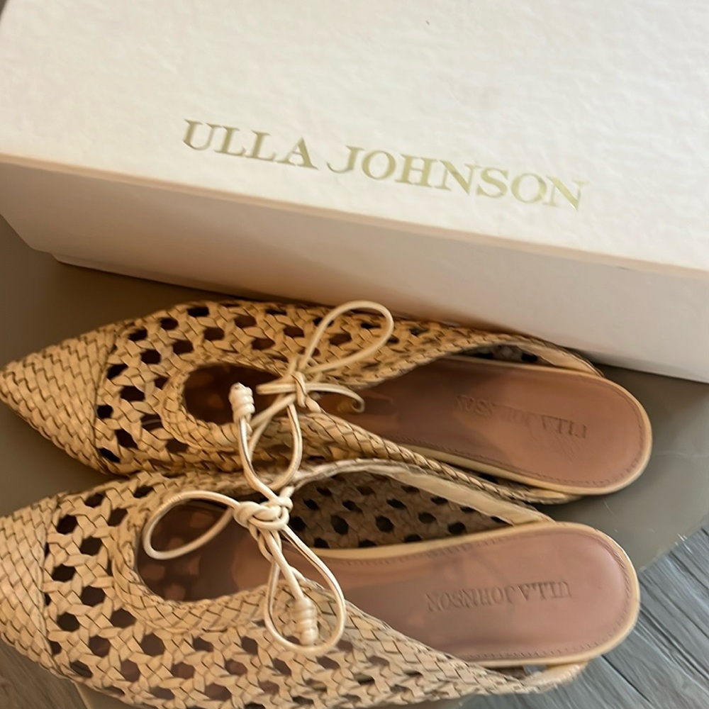 Ulla johnson, slip on woven Sandals, cream, size 41, good condition with box